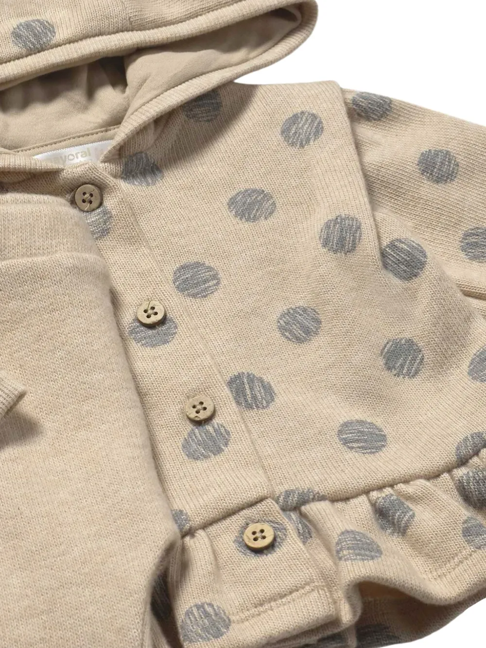 Mayoral Drie trainingspakken met stippen en capuchon Beige