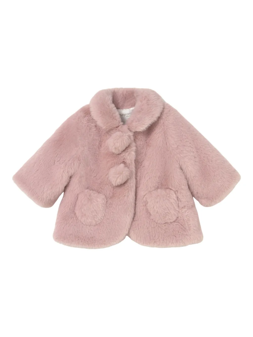 Mayoral pompom faux fur coat | Pink | Image 1