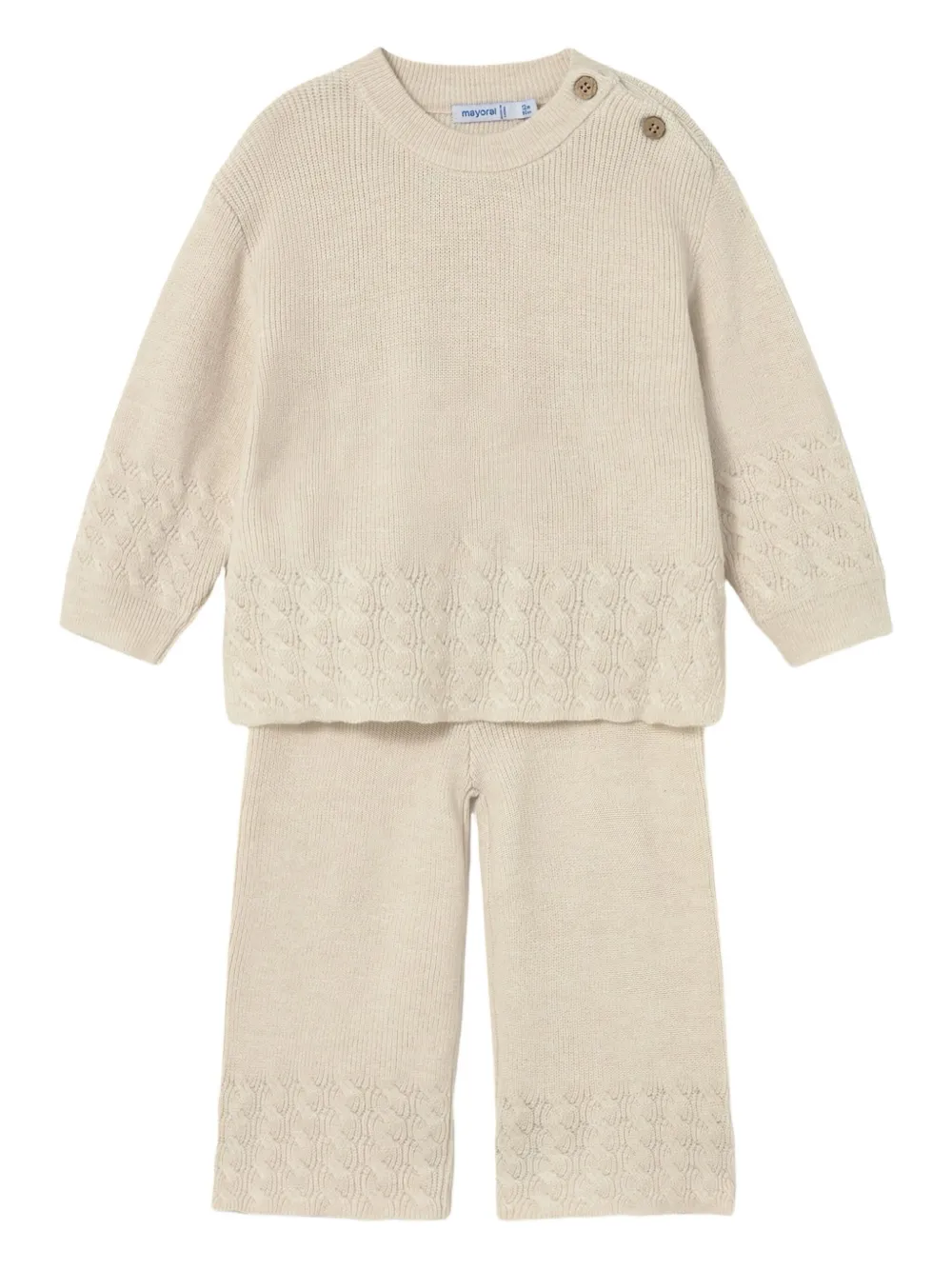 Mayoral Babies' Knitted Tracksuit In Neutral