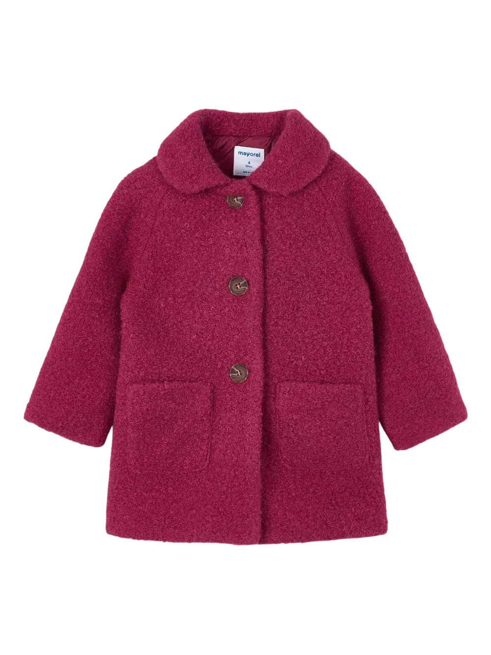 Mayoral Button Terry Coat In Pink