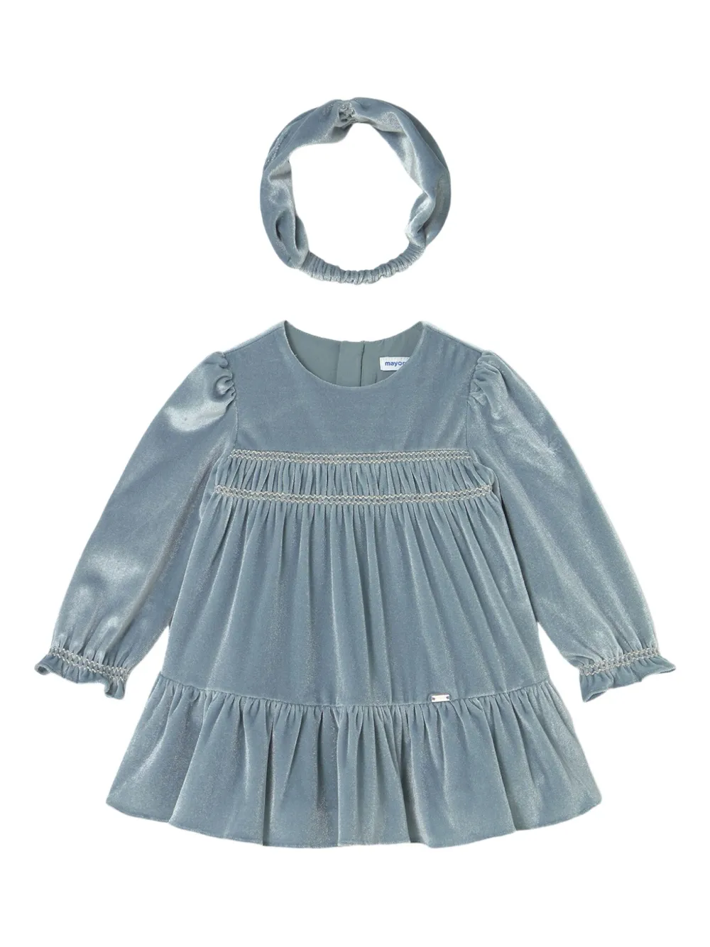 Mayoral velvet ruffled dress - Blu