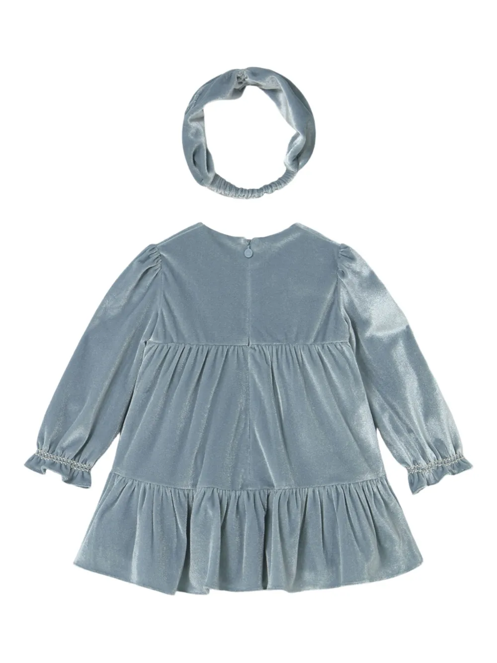 Mayoral velvet ruffled dress - Blauw