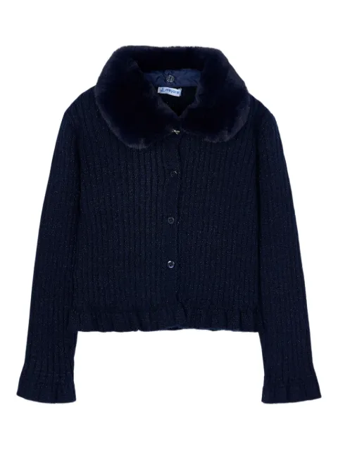 Mayoral faux-fur collar cardigan