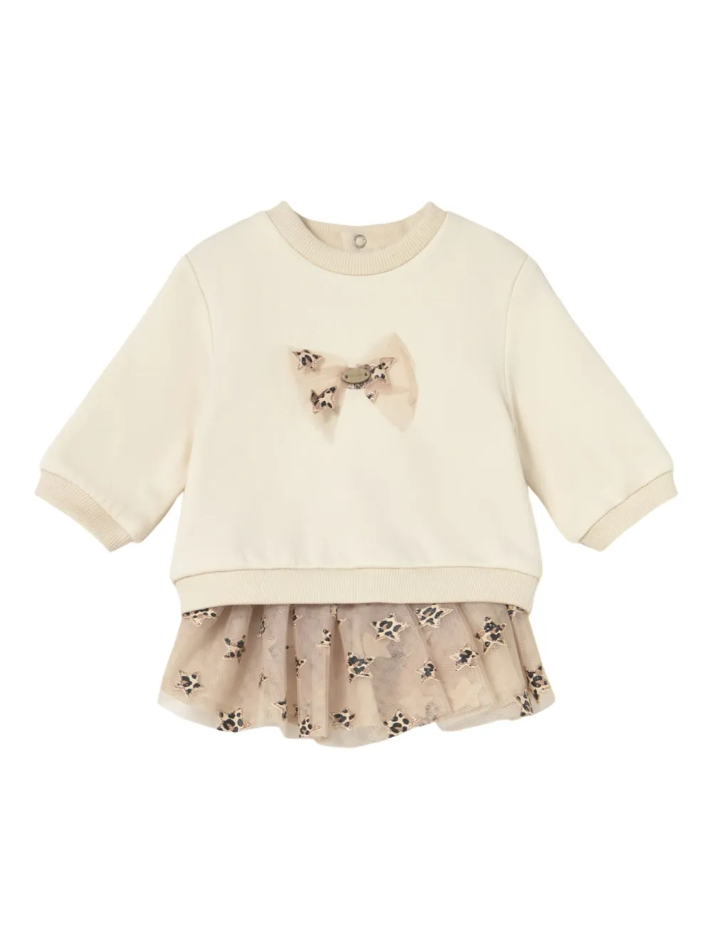 Mayoral Bow-embellished Sweatshirt And Tulle Skirt Set In Neutral