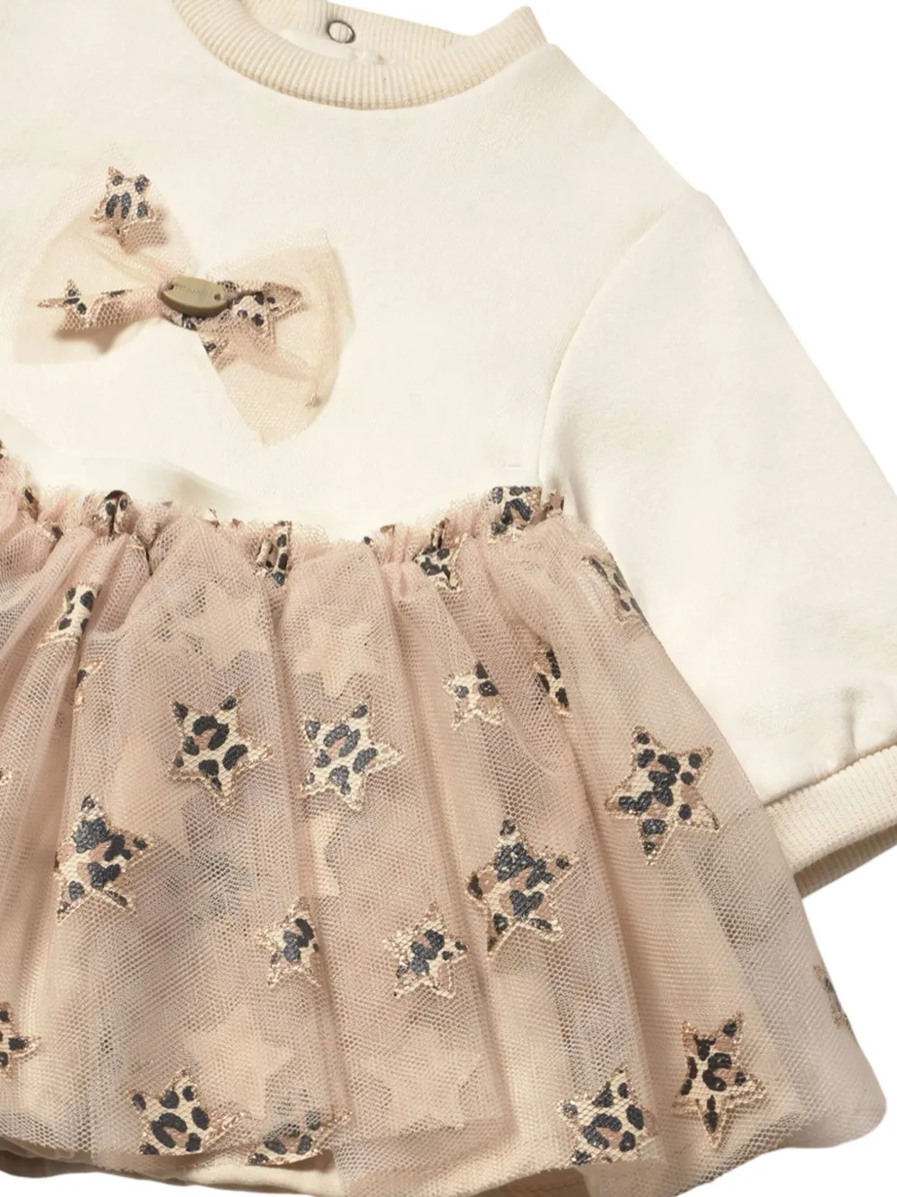 Mayoral Bow-embellished Sweatshirt And Tulle Skirt Set In Neutral