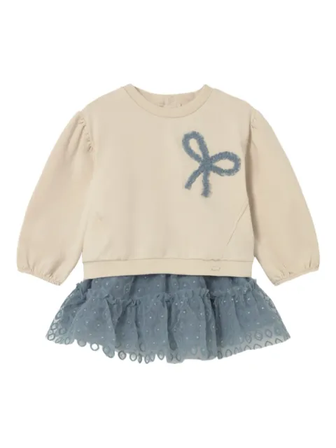 Mayoral set de falda de tul y suéter con detalle de moño