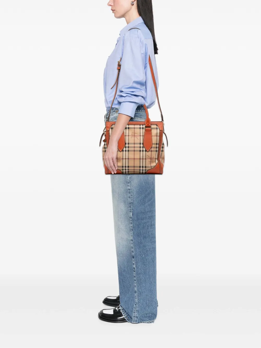Burberry Pre-Owned 2000-2017 Small Haymarket Check Coated Canvas Honeywood Tote satchel | Pre-Owned | Image 2