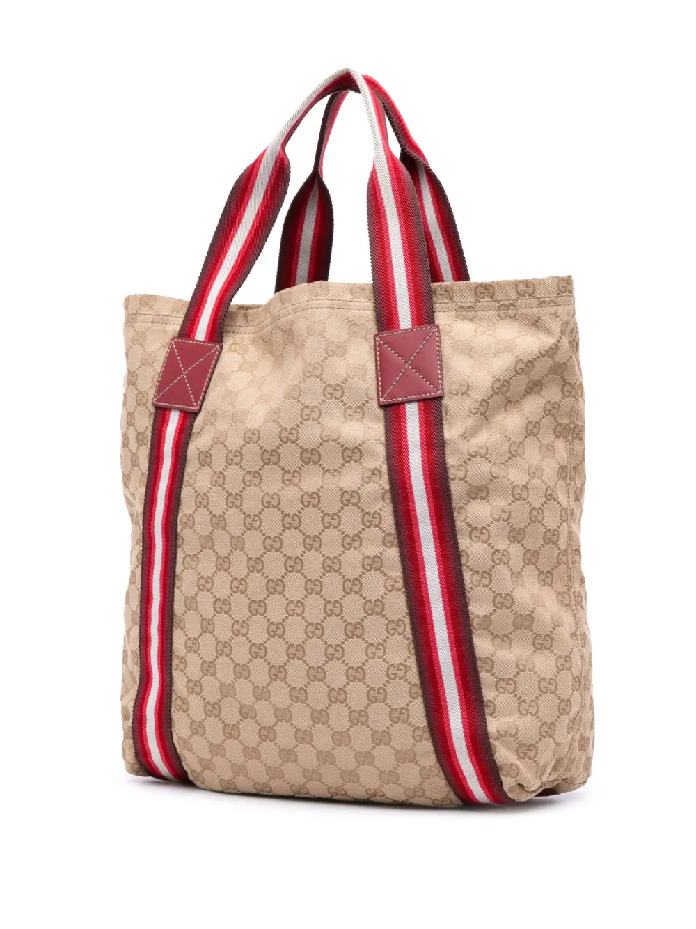 Pre-owned Gucci 2016-2025 Gg Canvas Web Tote Bag In Brown