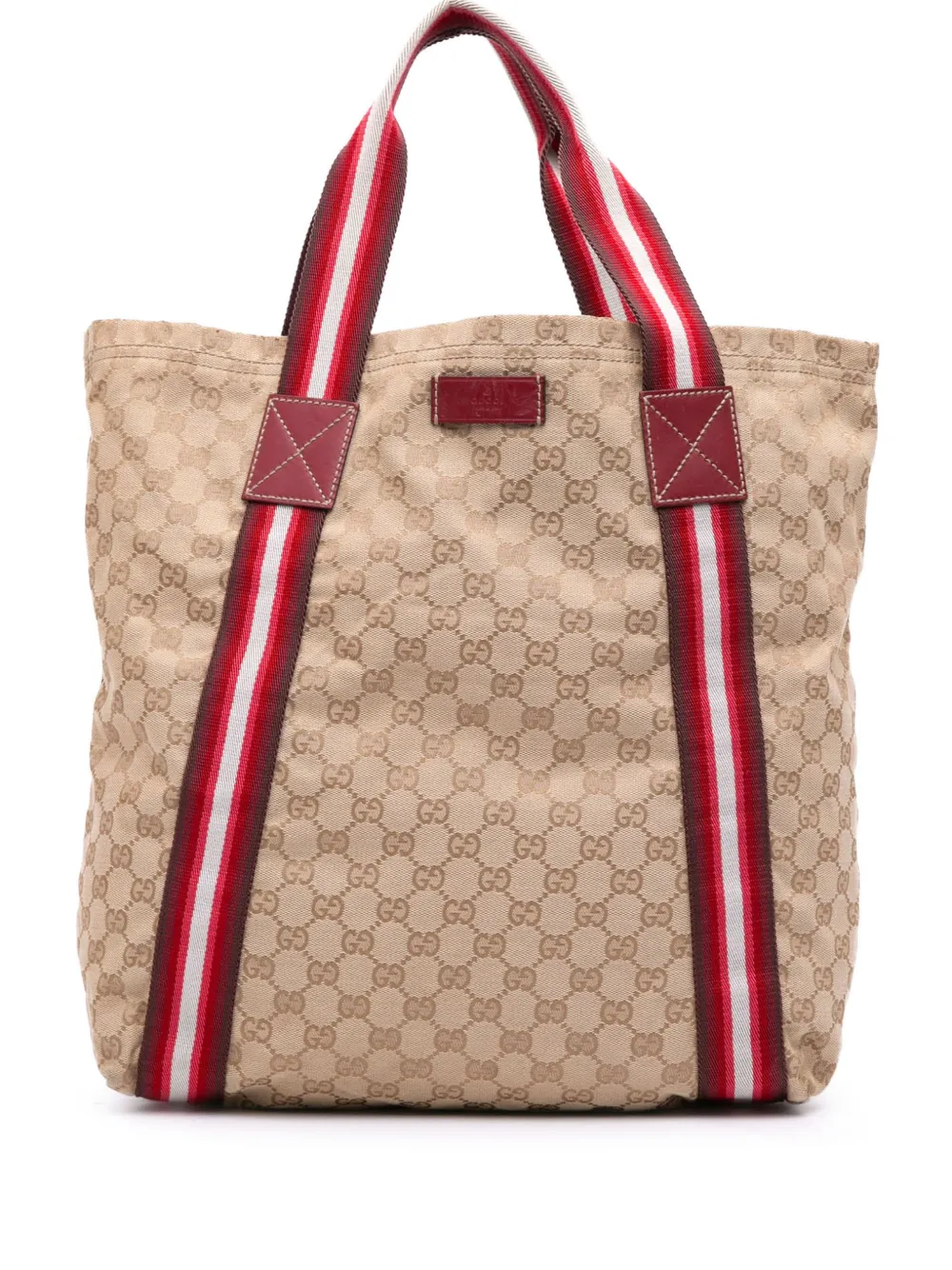 Pre-owned Gucci 2016-2025 Gg Canvas Web Tote Bag In Brown
