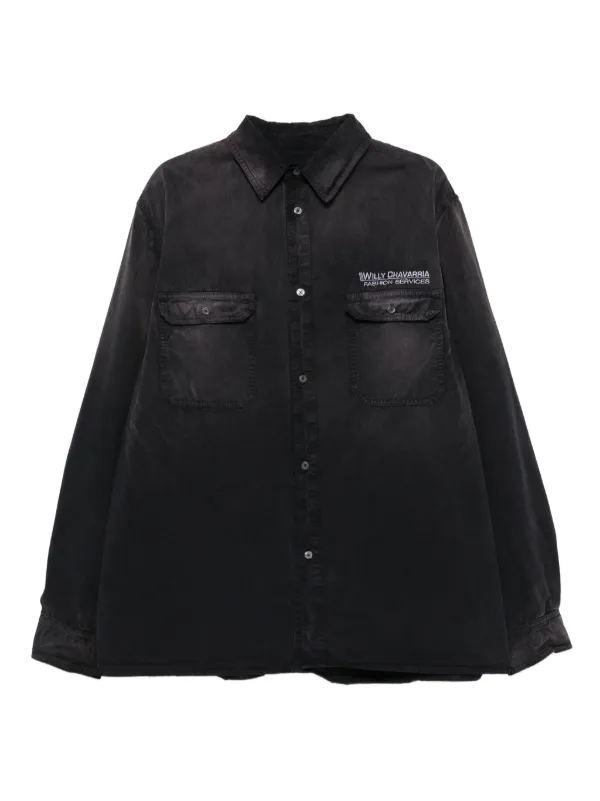 Willy Chavarria Corcoran Shirt in Black