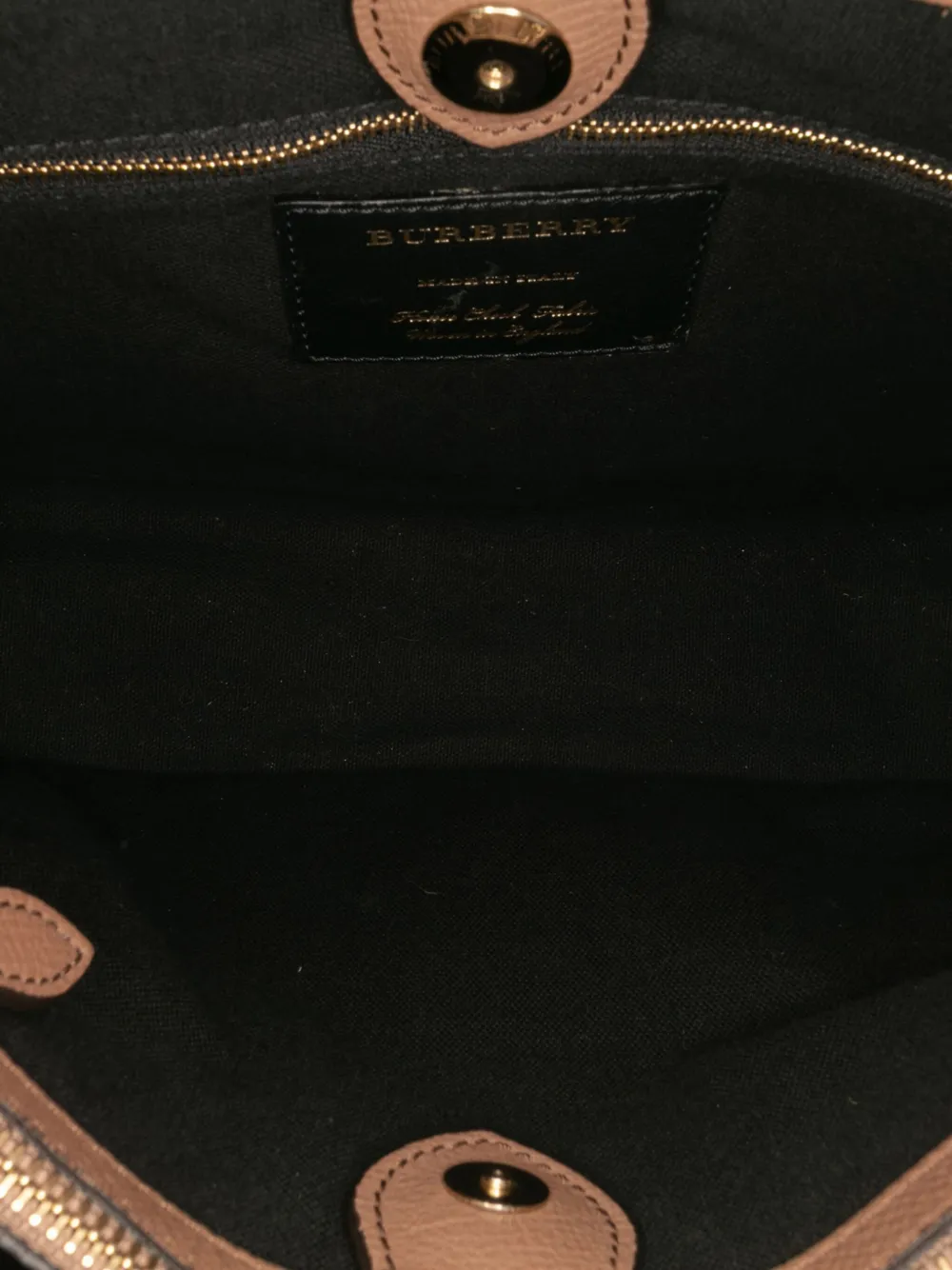 Pre-owned Burberry 2000-2017 Medium Leather And House Check Banner Satchel In Brown