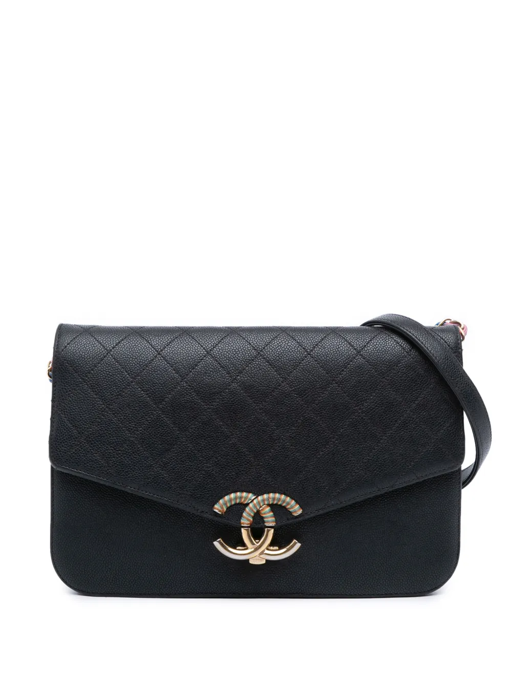 CHANEL Pre-Owned 2016-2017 パリ キューバ ミディアム キャビア スレッドアラウンド フラップ ショルダーバッグ CHANEL Pre-Owned 2016-2017 パリ キューバ ミディアム キャビア スレッドアラウンド フラップ ショルダーバッグ