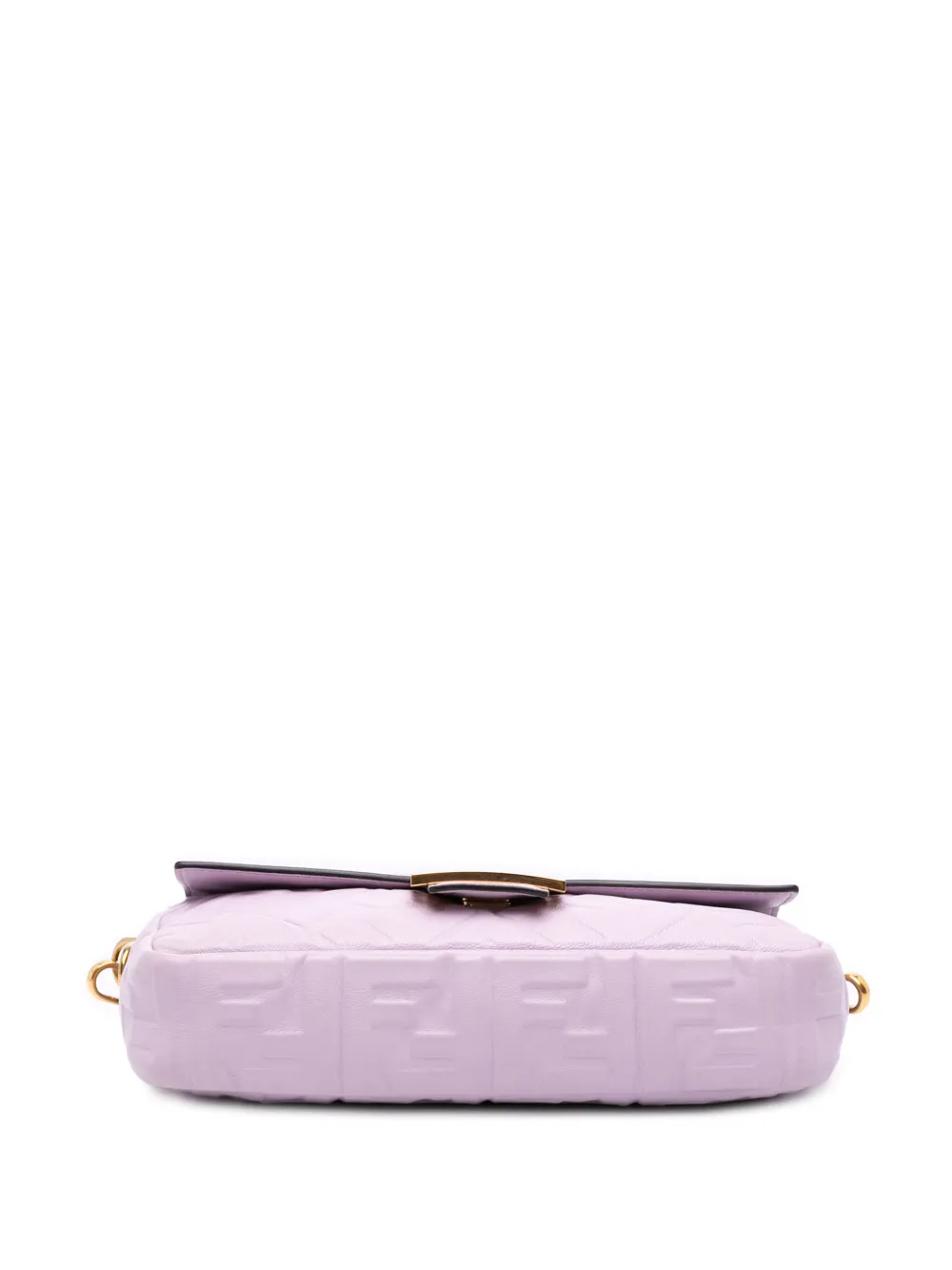 Pre-owned Fendi 2000-2010 Zucca Embossed Leather Baguette Satchel In Purple