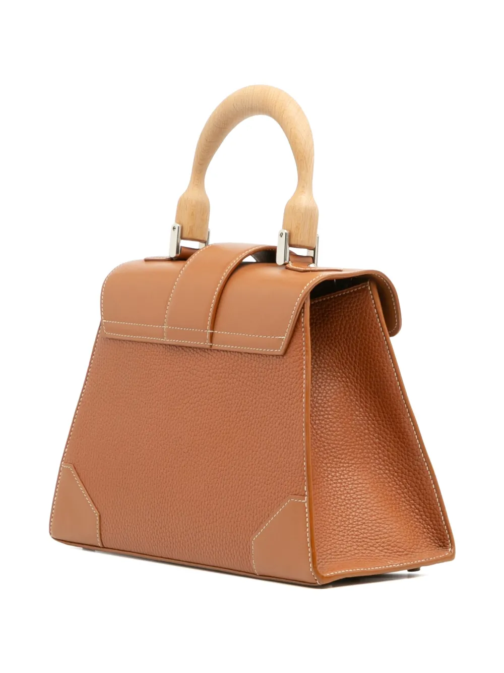 Pre-owned Goyard 2018 Leather Saigon Structured Pm Satchel In Brown