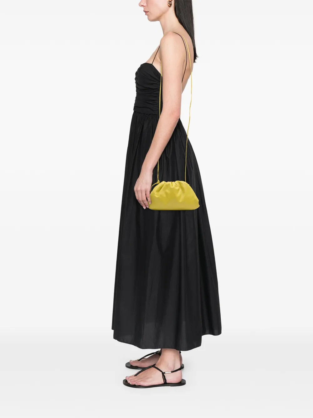 Pre-owned Bottega Veneta 2012-2025 Lambskin The Mini Pouch Crossbody Bag In Yellow
