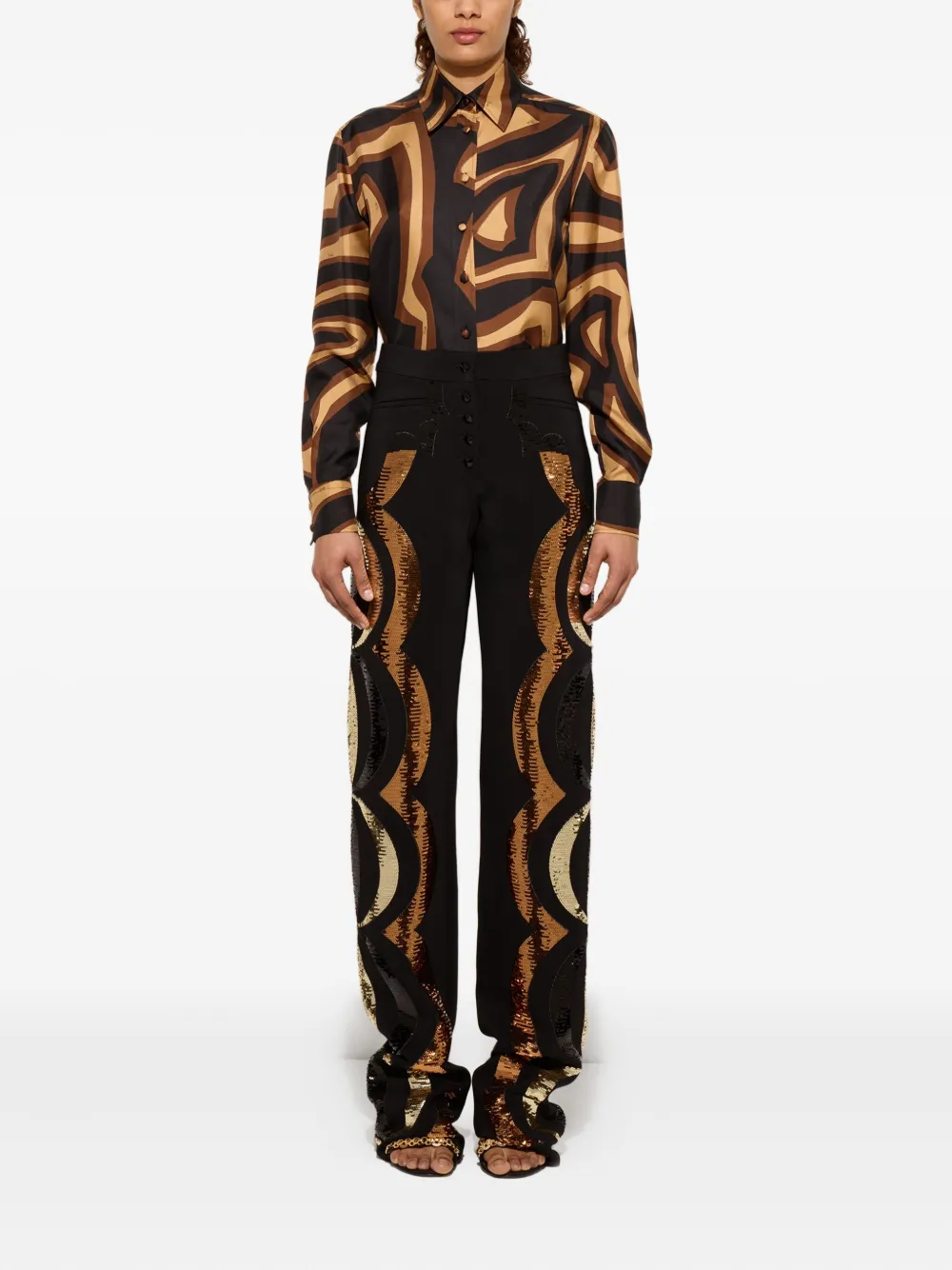 PUCCI labirinto-print silk shirt - Zwart