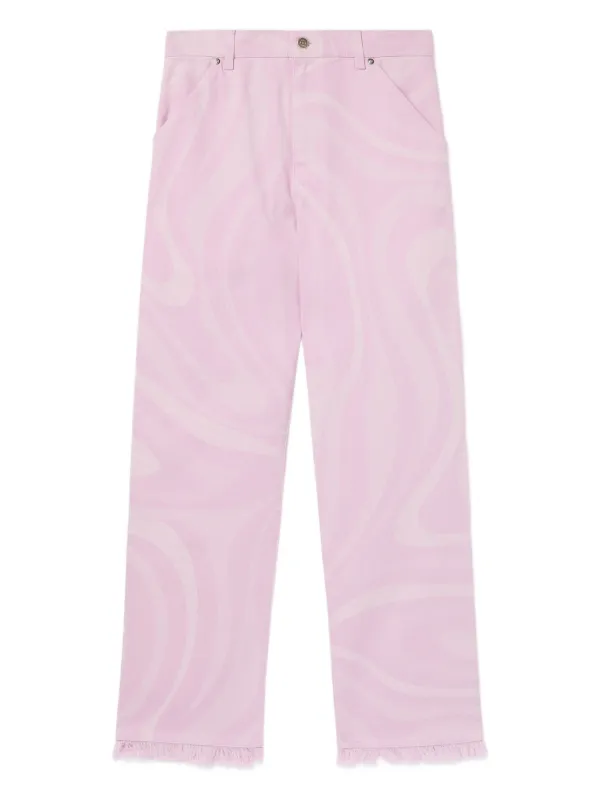 Pucci Marmo Print Wide Leg Denim in Pink