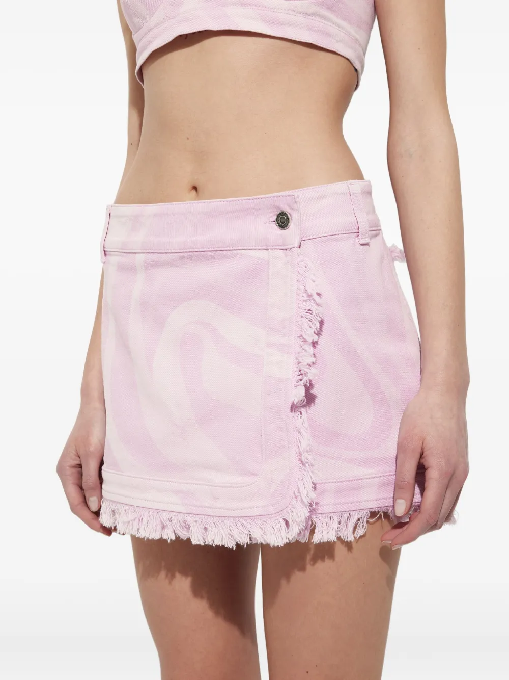 Pucci Marmo-print Denim Skirt In Multi