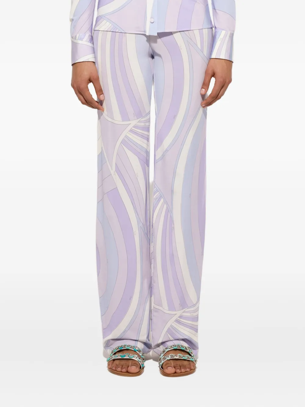Pucci Iride-print Trousers In Purple