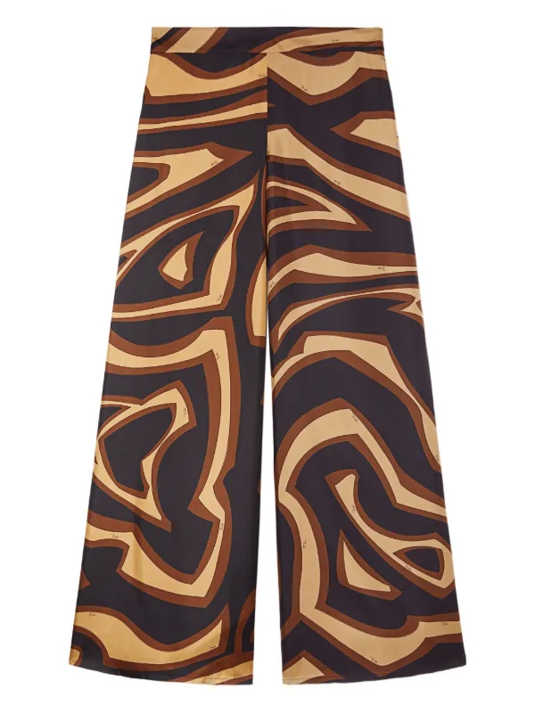 Pucci Labirinto Print Silk Trousers in Black