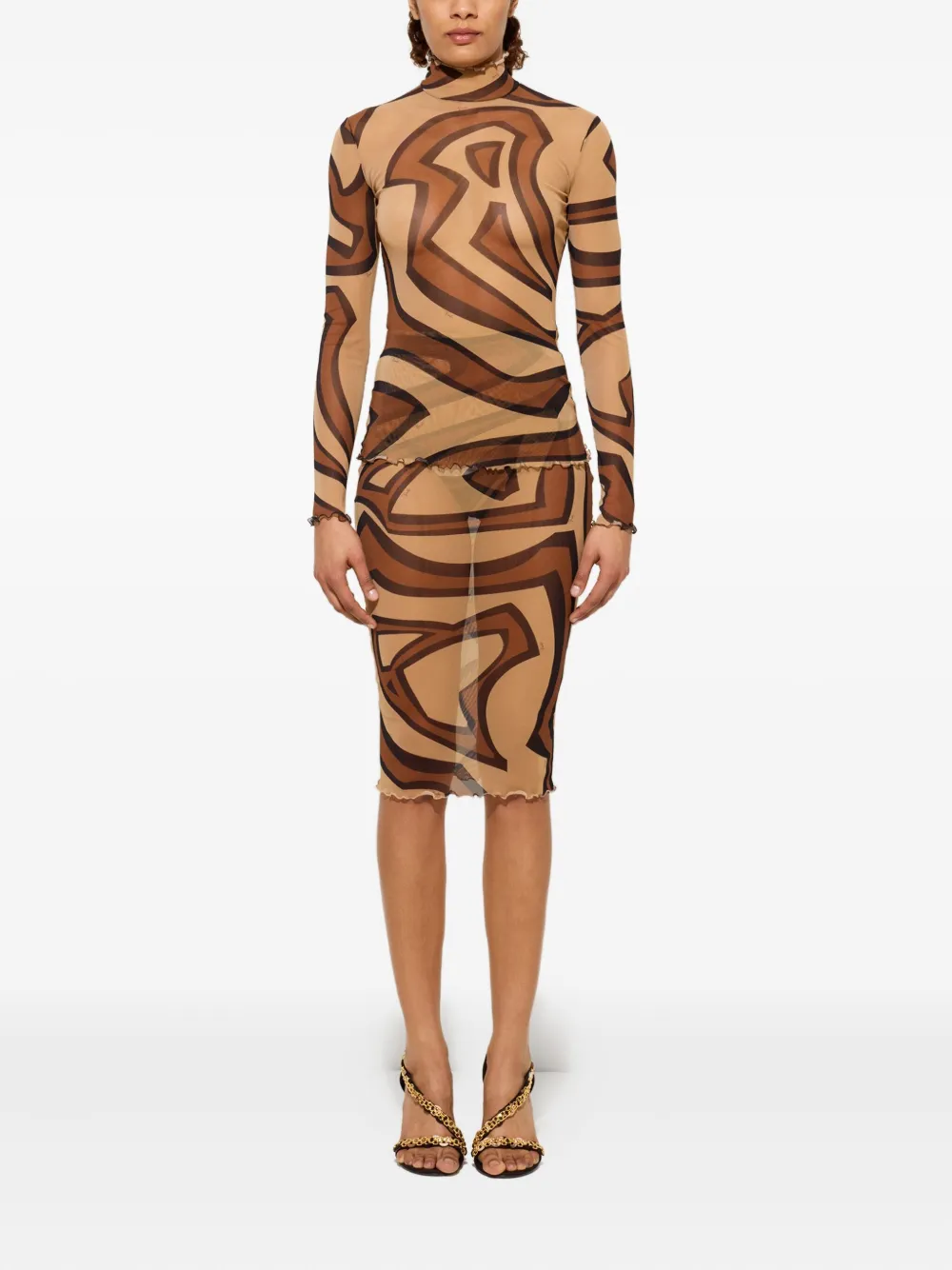 PUCCI Labirinto-print midi skirt - Beige