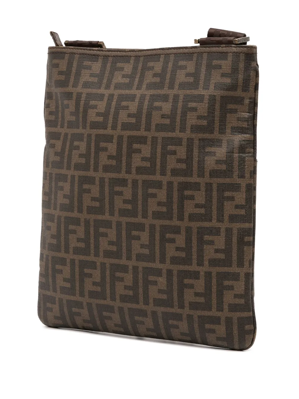 Pre-owned Fendi 2000-2010 Zucca Spalmati Crossbody Bag In Brown