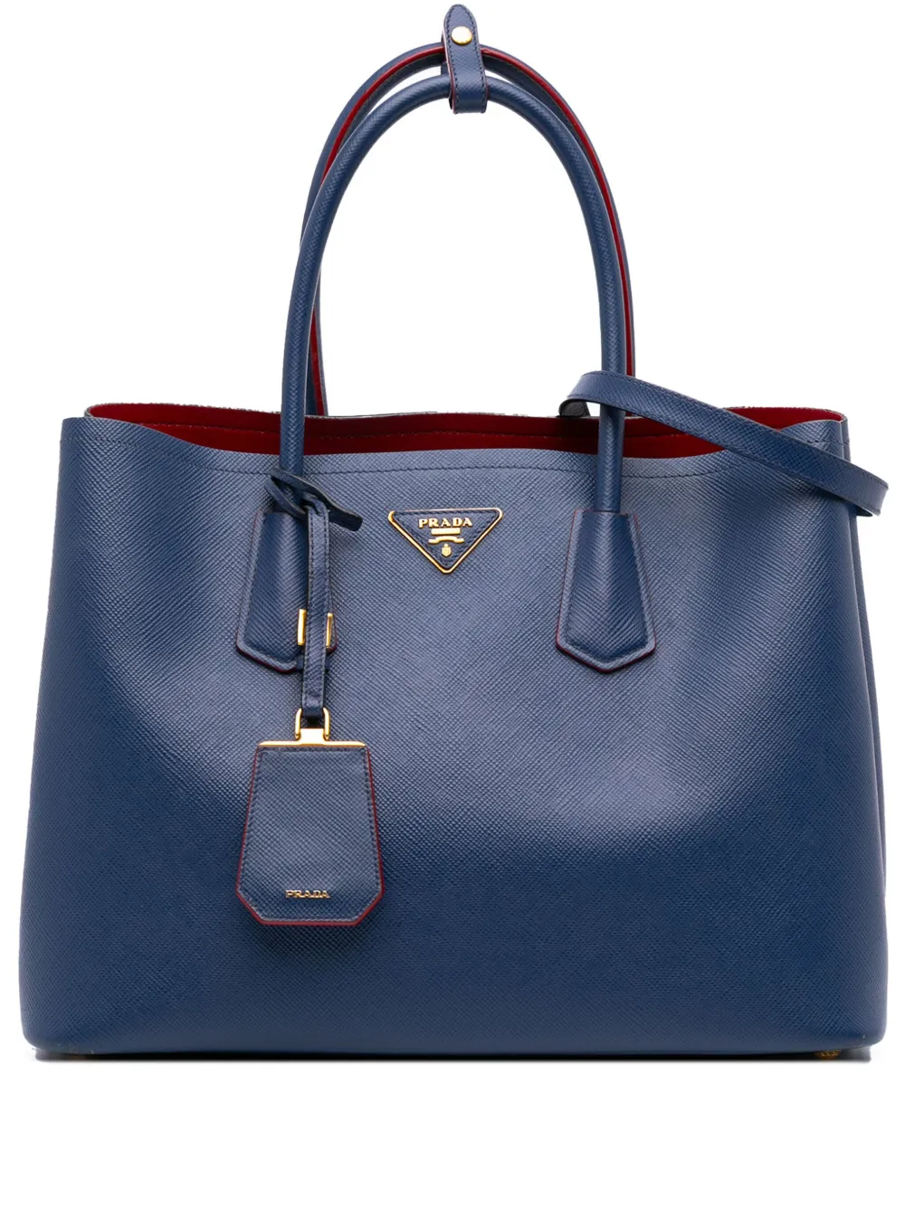 Prada Pre-Owned 2000-2025 Medium Saffiano Cuir Double satchel | Blue | Image 1
