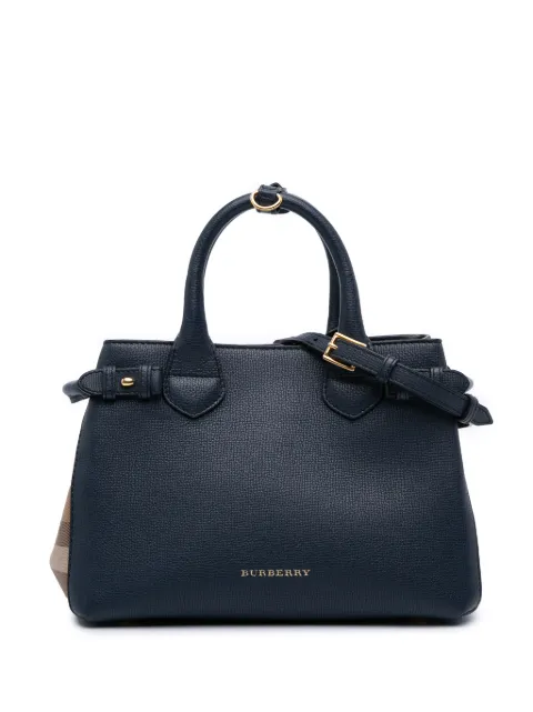 Burberry Pre-Owned شنطة 'بانر' جلد متوسطة بكاروهات هاوس وحمالة كتف 2000-2017