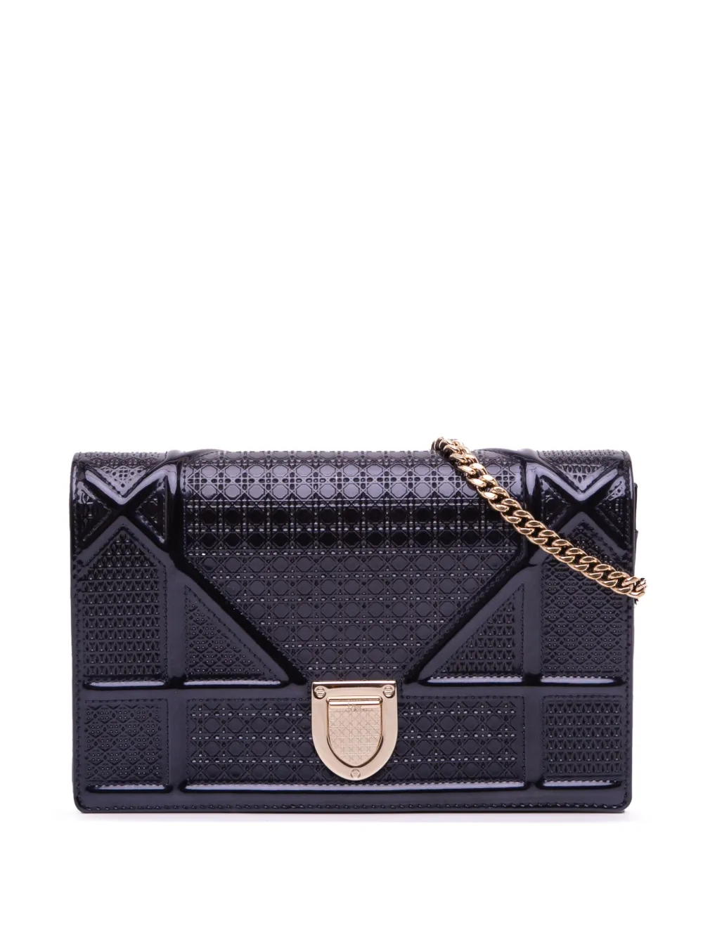 Christian Dior Pre-Owned 2018 Patent Microcannage Diorama Wallet on Christian Dior Pre-Owned 2018 Patent Microcannage Diorama Wallet on