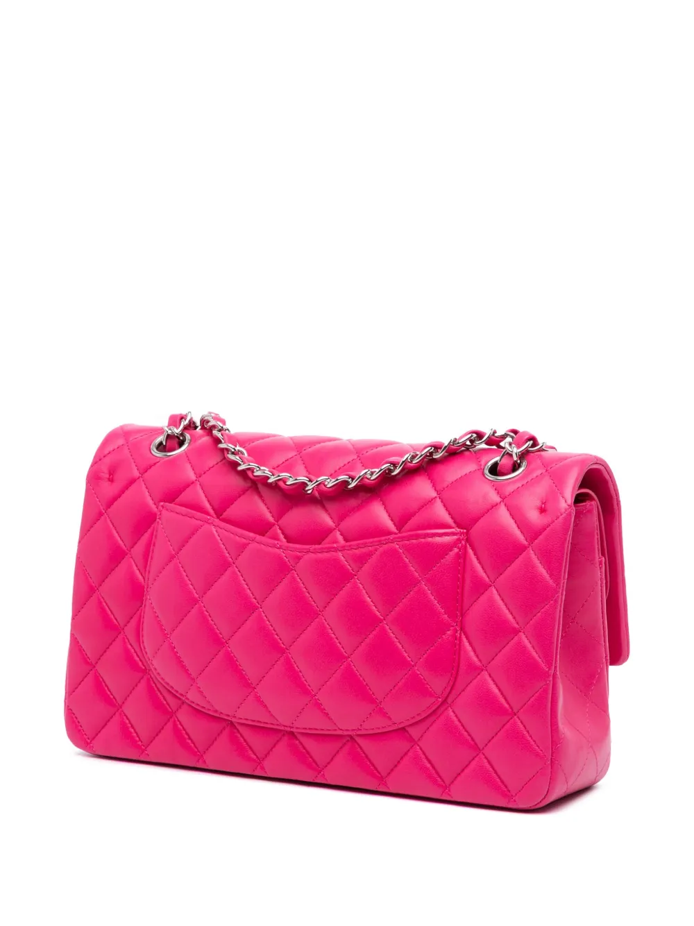 Pre-owned Chanel 2014 Medium Classic Lambskin Double Flap Shoulder Bag In Pink