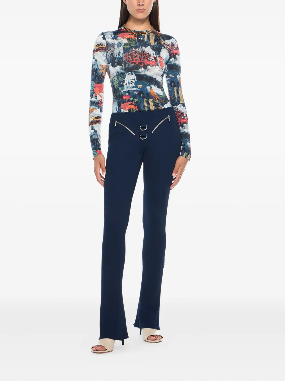 Off-White zip heavy jersey trousers - Blauw