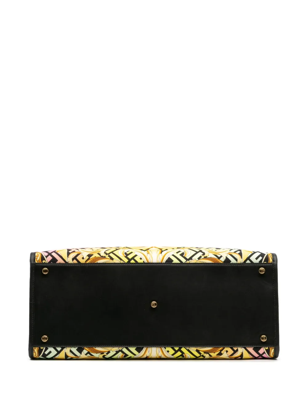 Pre-owned Fendi 2010-2025 Versace Fendace Canvas Logo Sunshine Shopper Xl Tote Bag In Black