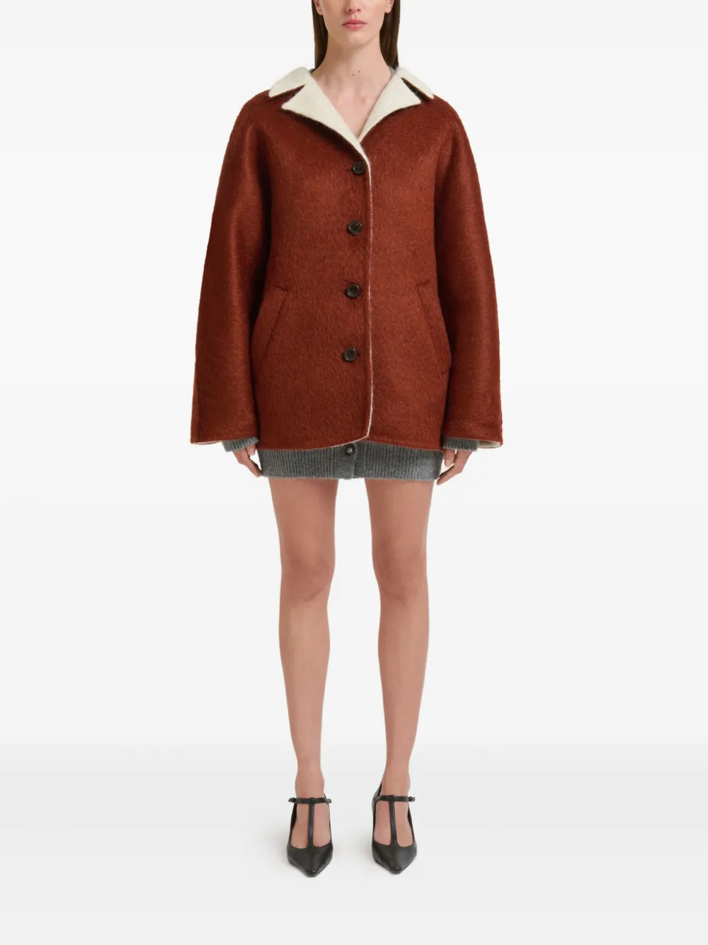 Marni contrast-lapel flared-sleeves jacket | Oversized Jackets | Image 2