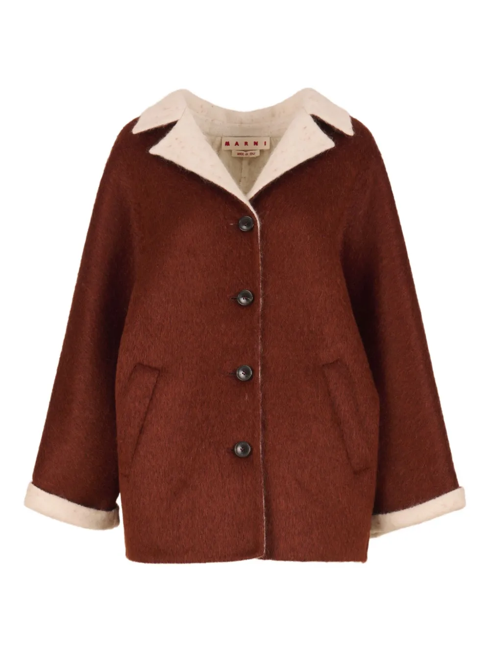 Marni contrast-lapel flared-sleeves jacket | Brown | Image 1