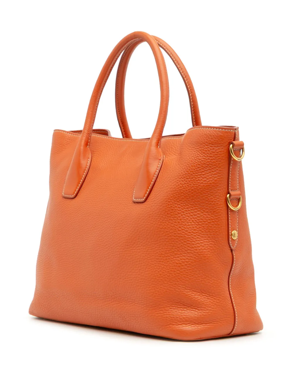 Pre-owned Prada 2013-2025 Vitello Daino Open Convertible Tote Satchel In Orange