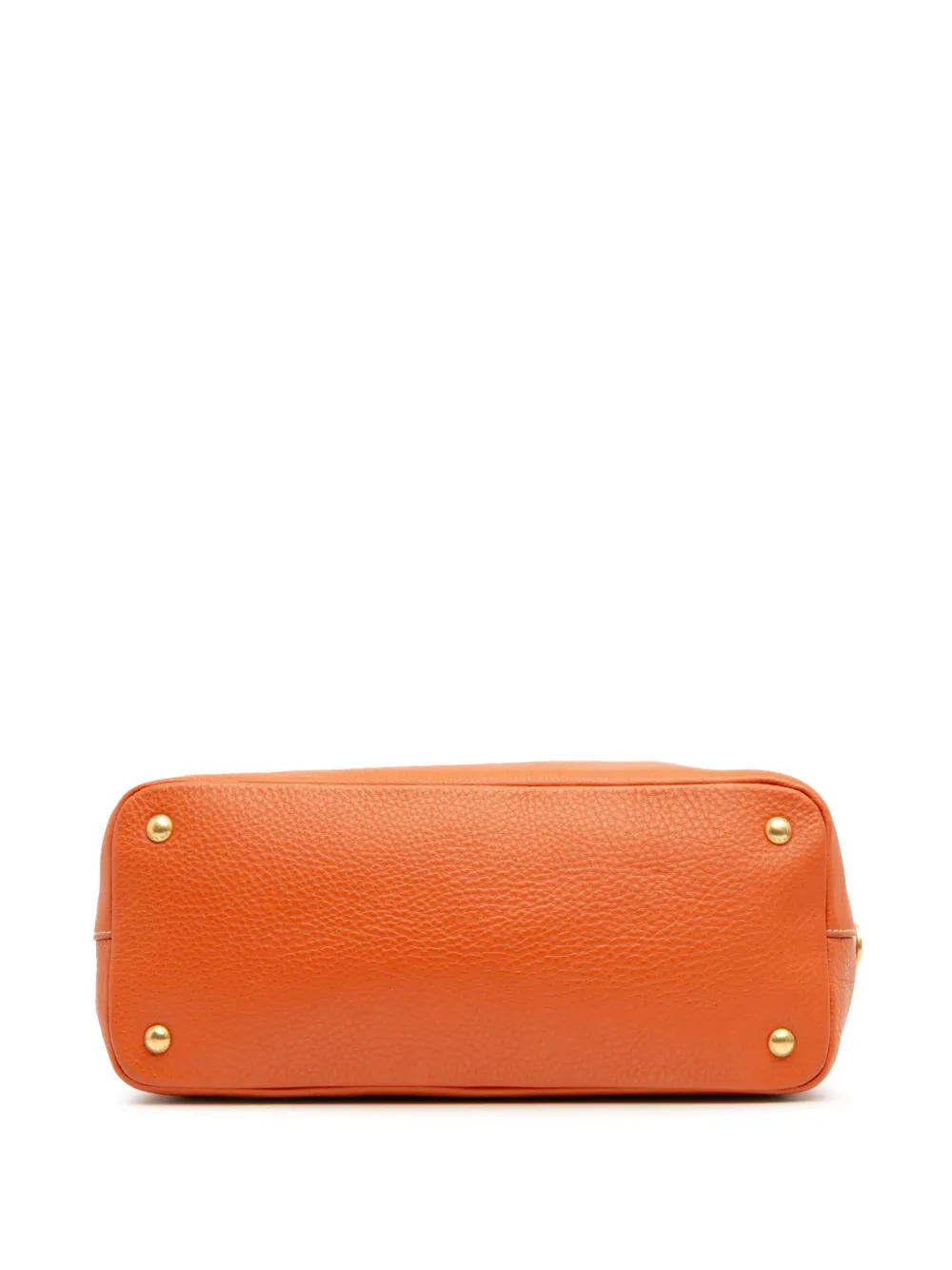Pre-owned Prada 2013-2025 Vitello Daino Open Convertible Tote Satchel In Orange