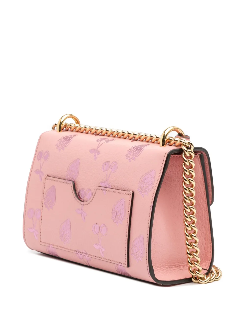 Pre-owned Gucci 2016-2025 Small Leather Berry Print Padlock Crossbody Bag In Pink