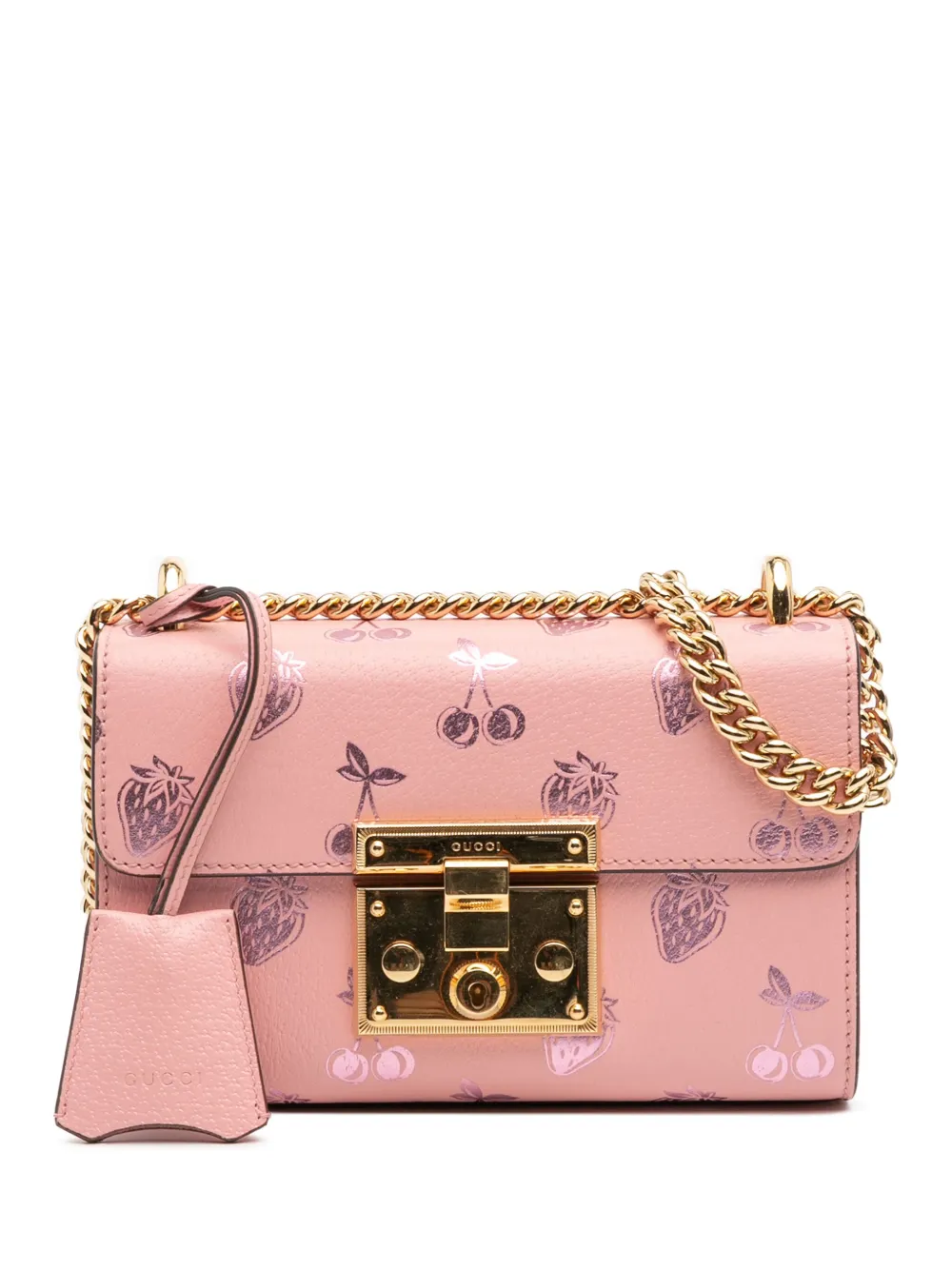 Gucci Pre-Owned 2016-2025 スモール レザー ベリープリント パドロック ショルダーバッグ - ピンク Gucci Pre-Owned 2016-2025 スモール レザー ベリープリント パドロック ショルダーバッグ - ピンク