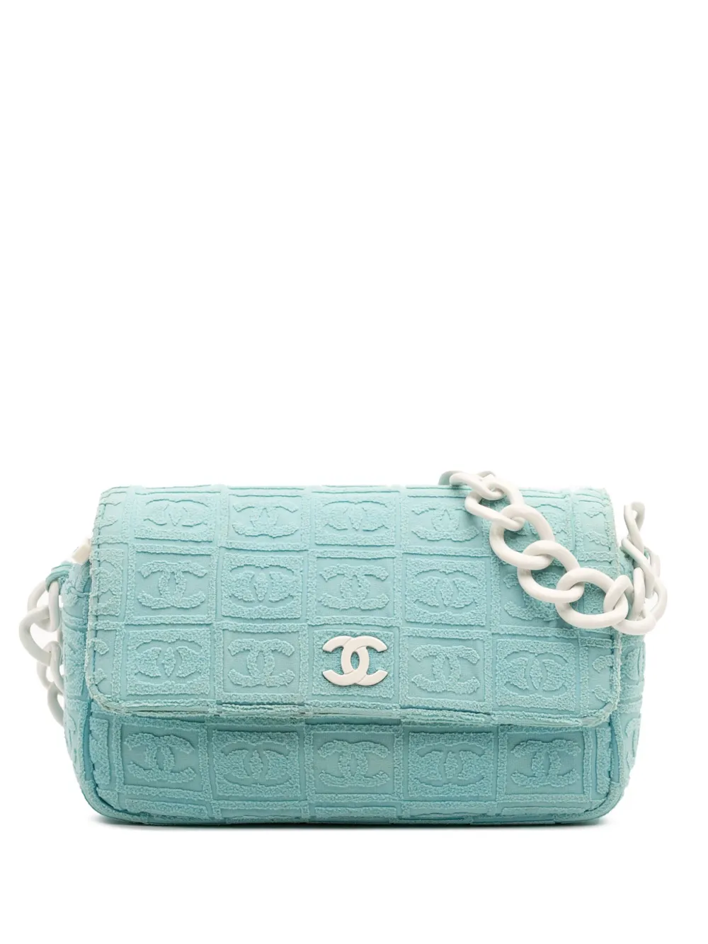 CHANEL Pre-Owned 2002-2003 テリークロス スポーツライン フラップ ショルダーバッグ - ホワイト CHANEL Pre-Owned 2002-2003 テリークロス スポーツライン フラップ ショルダーバッグ - ホワイト