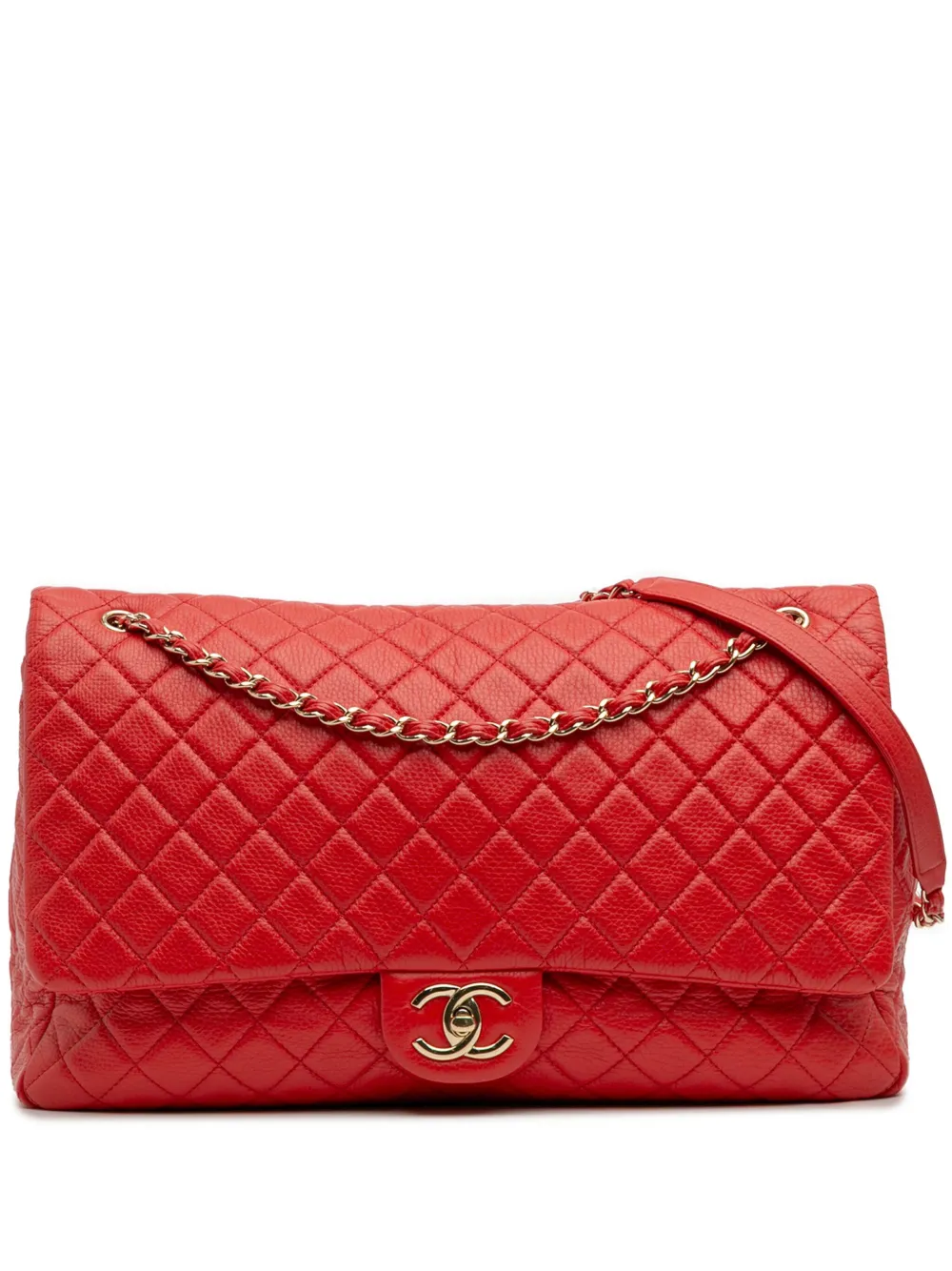 CHANEL Pre-Owned 2016-2017 XXL マトラッセ カーフスキン トラベルフラップ ショルダーバッグ - レッド CHANEL Pre-Owned 2016-2017 XXL マトラッセ カーフスキン トラベルフラップ ショルダーバッグ - レッド