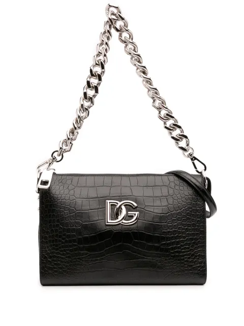 Dolce & Gabbana Pre-Owned 1990-2002 Small Crocodile Embossed Calfskin Tris satchel