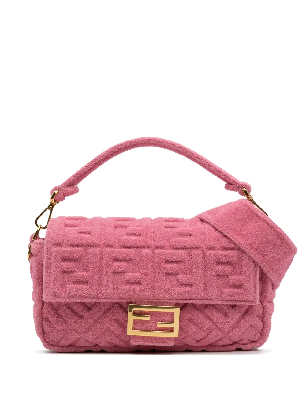 Fendi Pre-Owned 2000-2010 ズッカ エンボス テリークロス バゲット サッチェルバッグ - ピンク Fendi Pre-Owned 2000-2010 ズッカ エンボス テリークロス バゲット サッチェルバッグ - ピンク