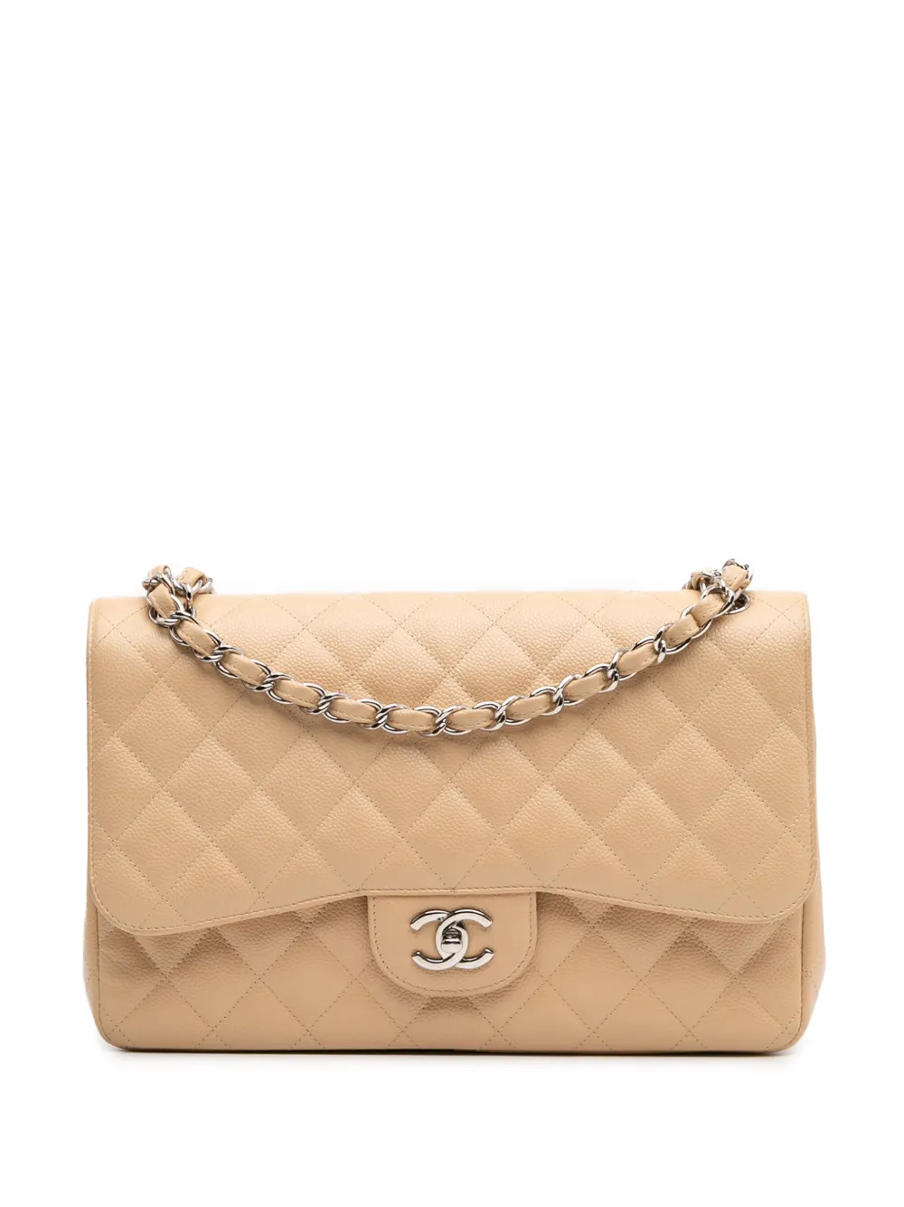 CHANEL Pre-Owned 2010-2011 ジャンボ クラシック キャビア ダブルフラップ ショルダーバッグ - ブラウン CHANEL Pre-Owned 2010-2011 ジャンボ クラシック キャビア ダブルフラップ ショルダーバッグ - ブラウン