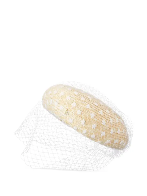 Maison Michel flower-embroidered veil hat