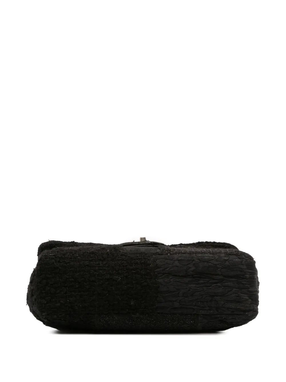 Pre-owned Chanel 2010-2011 Jumbo Patchwork Tweed Flap Shoulder Bag In Black