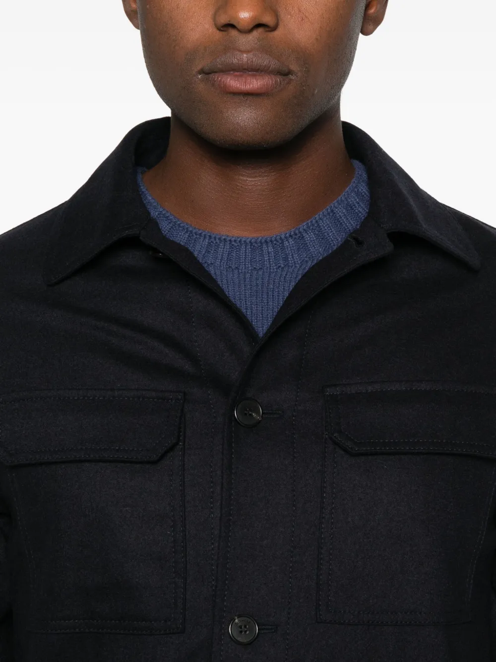 Incotex Chest-pocket Button Shirt In Blue