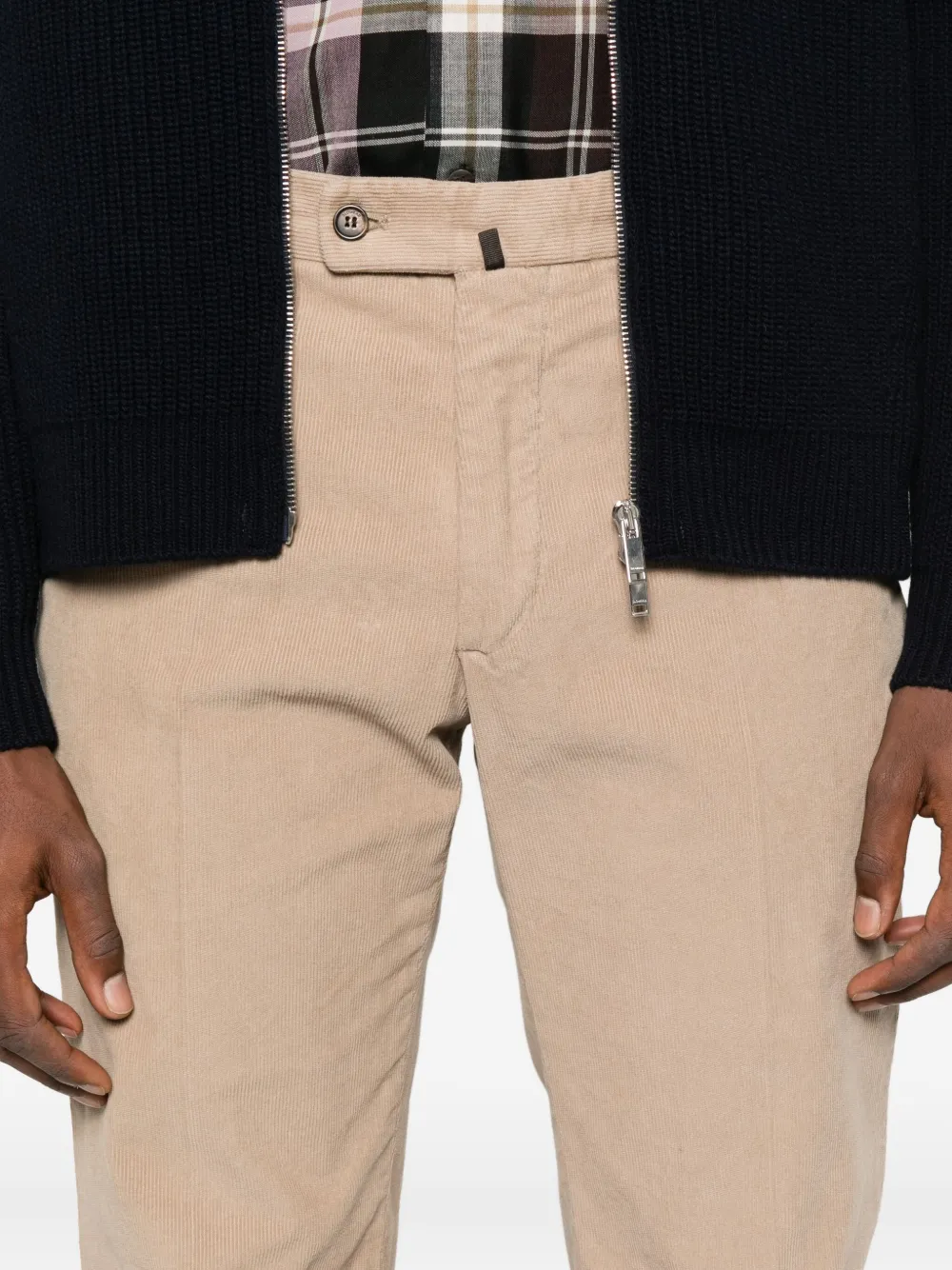 Incotex Pleated Corduroy Trousers In Neutral