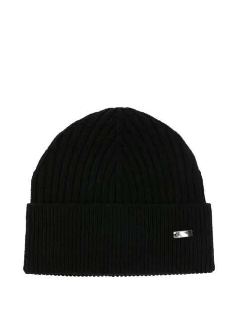 Herno ribbed logo-plaque beanie