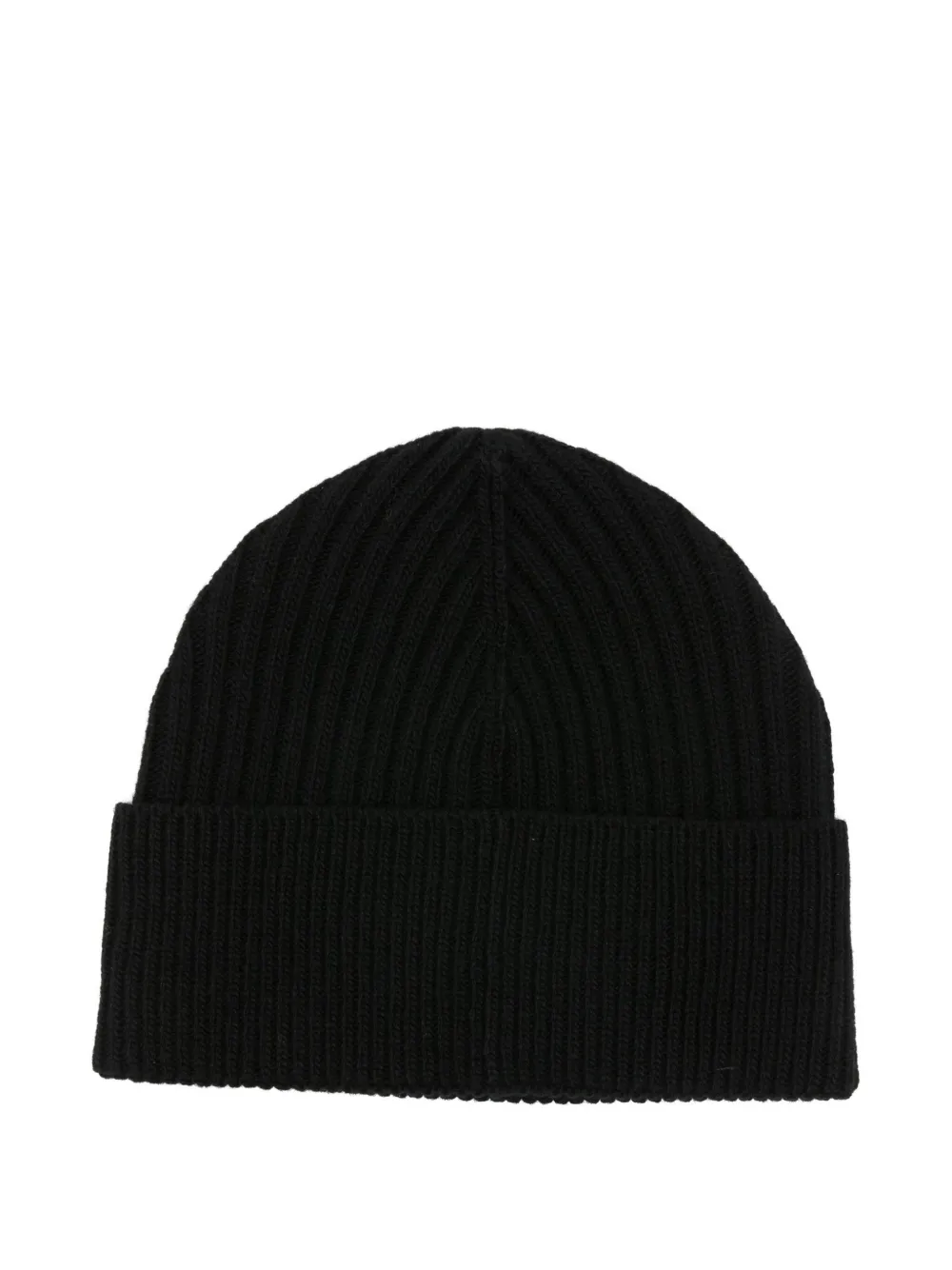Herno ribbed logo-plaque beanie - Zwart