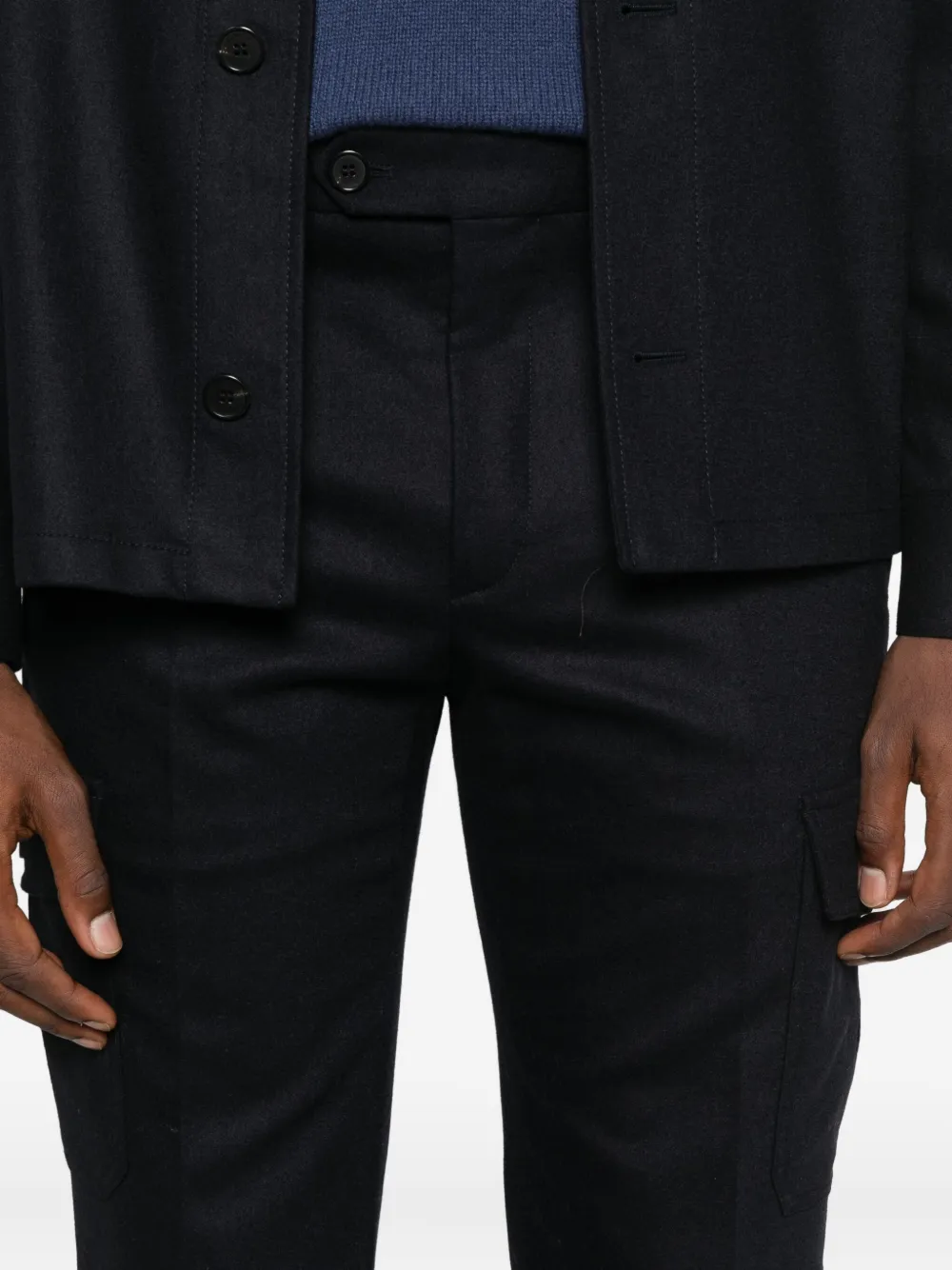 Incotex Pressed-crease Cargo Trousers In Blue